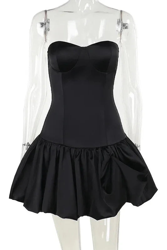 Off-shoulder Strapless Sleeveless Backless A-line Mini Dress