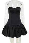Off-shoulder Strapless Sleeveless Backless A-line Mini Dress