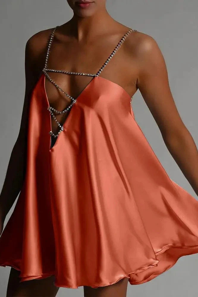 Hollow V-Neck A-Line Mini Dress