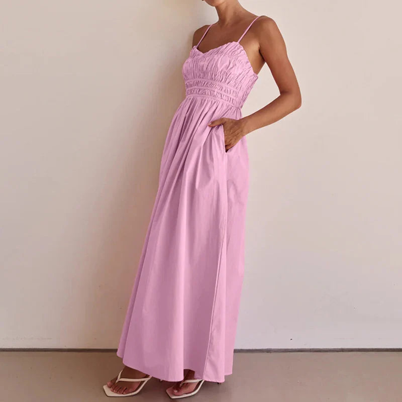 V-Neck Sleeveless Backless High Waist Maxi Dress