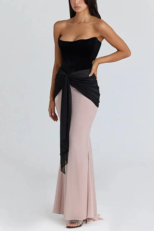 Elegant Off Shoulder Pleated Maxi Dress