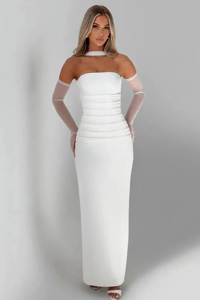Strapless Off-shoulder Bodycon Backless Maxi Dress