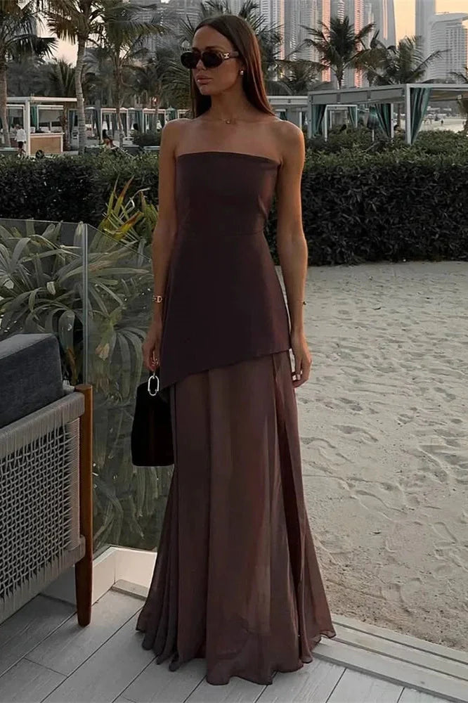 Mesh Backless Patchwork Slim Bodycon Maxi Dress