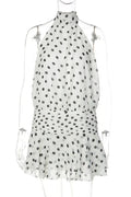 Backless Off-Shoulder Pleated Lace-Up Mini Dress