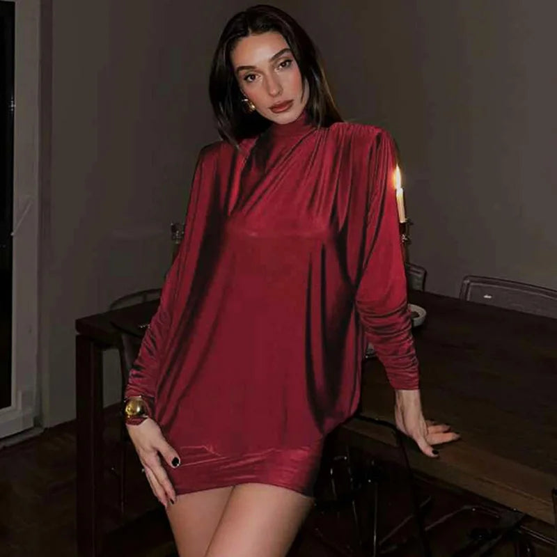 High Neck Patchwork High Waist Backless Mini Dress
