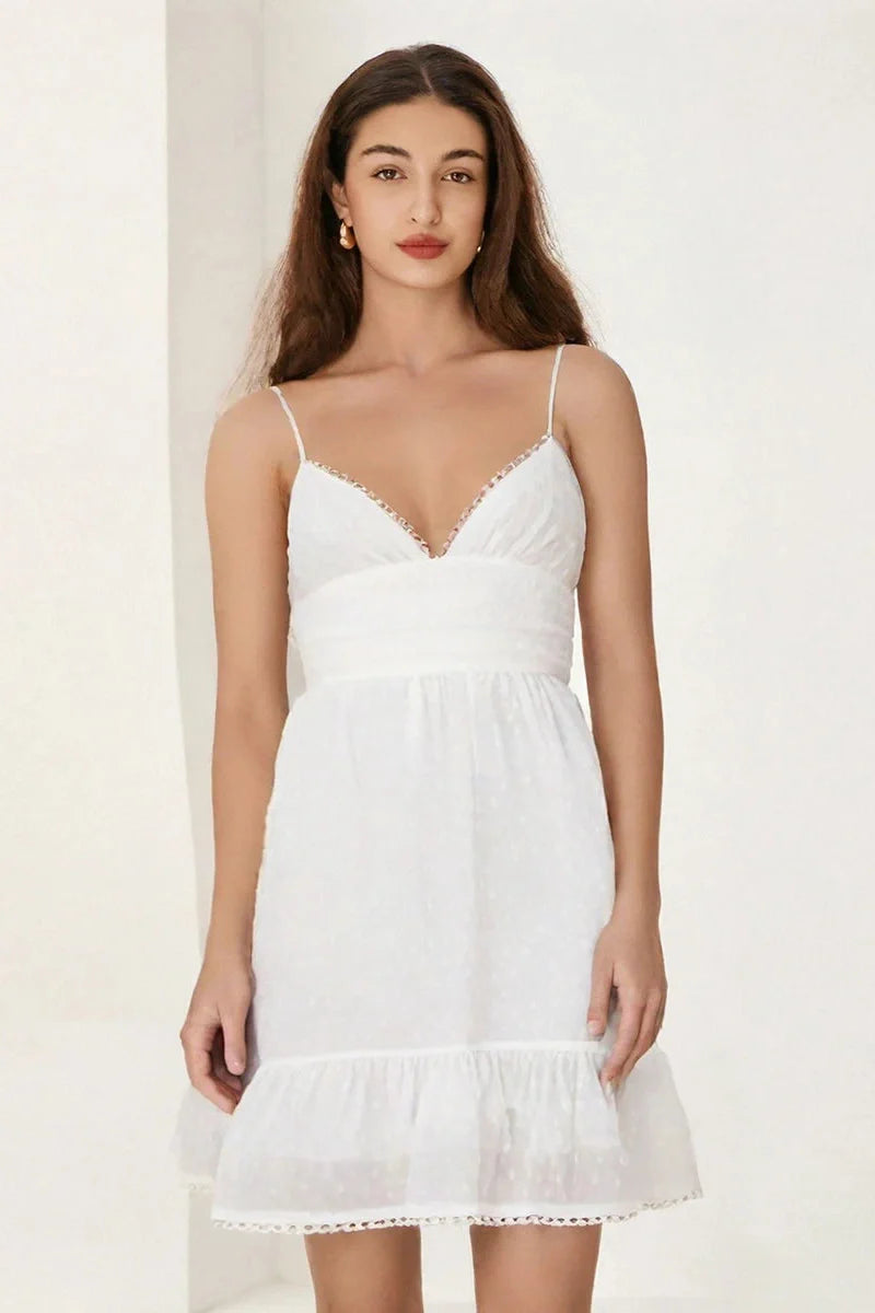 V-Neck Spaghetti Strap Sleeveless A-Line Mini Dress