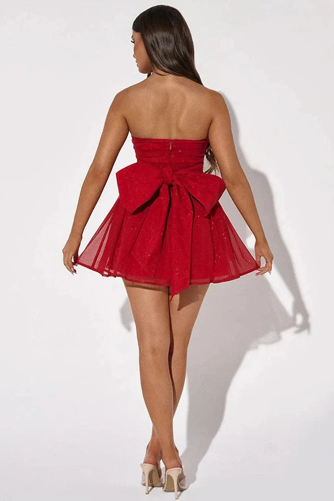 Strapless Sparkle Backless Mini Dress