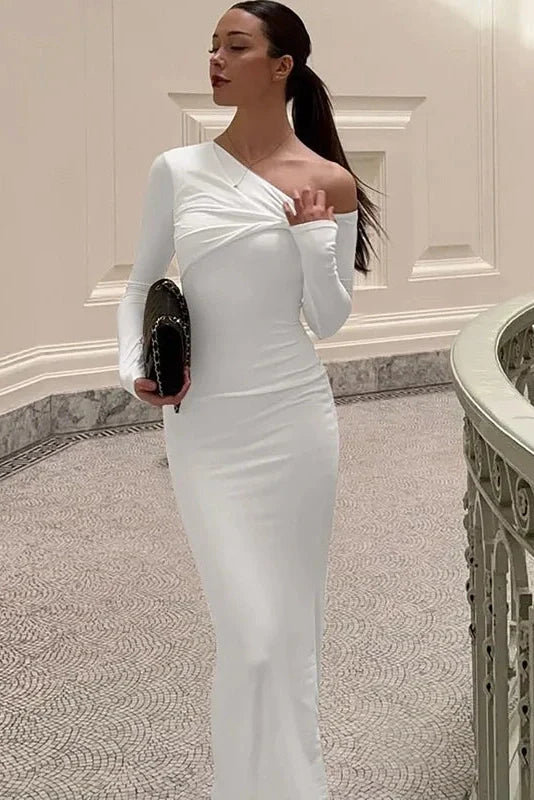 Elegant Full Sleeve Slim High Waist Maxi Dress