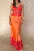 See-Through Slim Sleeveless Backless Pleated Lace Maxi Dress