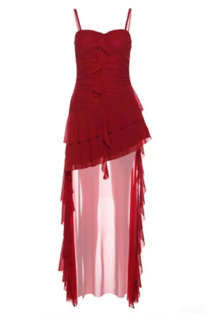 See-Through Backless High Waist Maxi Dress