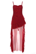 See-Through Backless High Waist Maxi Dress