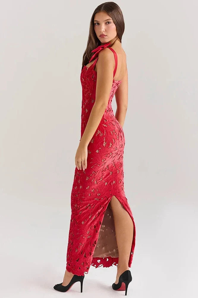Lace Sleeveless Backless Bodycon Maxi Dress