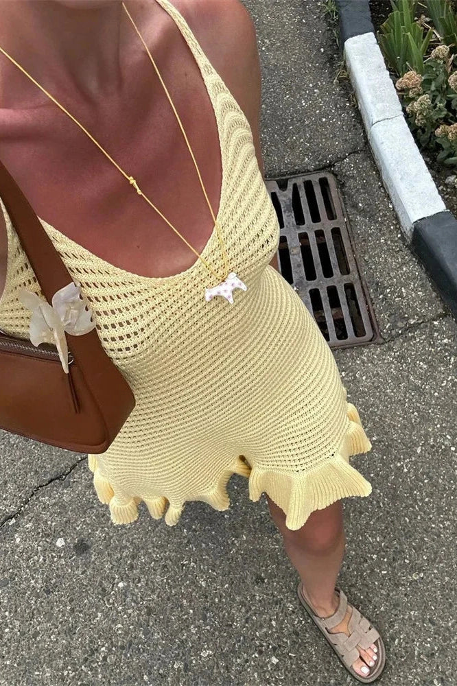 Hollow Out V-Neck Mini Dress