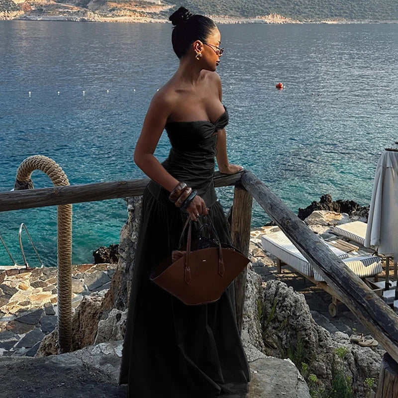 Strapless Sleeveless Bodycon Maxi Dress
