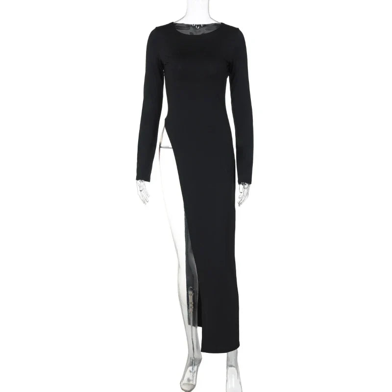 Long Sleeves High Waist Maxi Dress