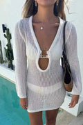 Elegant High Waist See-Through V-Neck Mesh Slim Mini Dress
