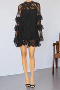 Lace Long Sleeve Mini Dress