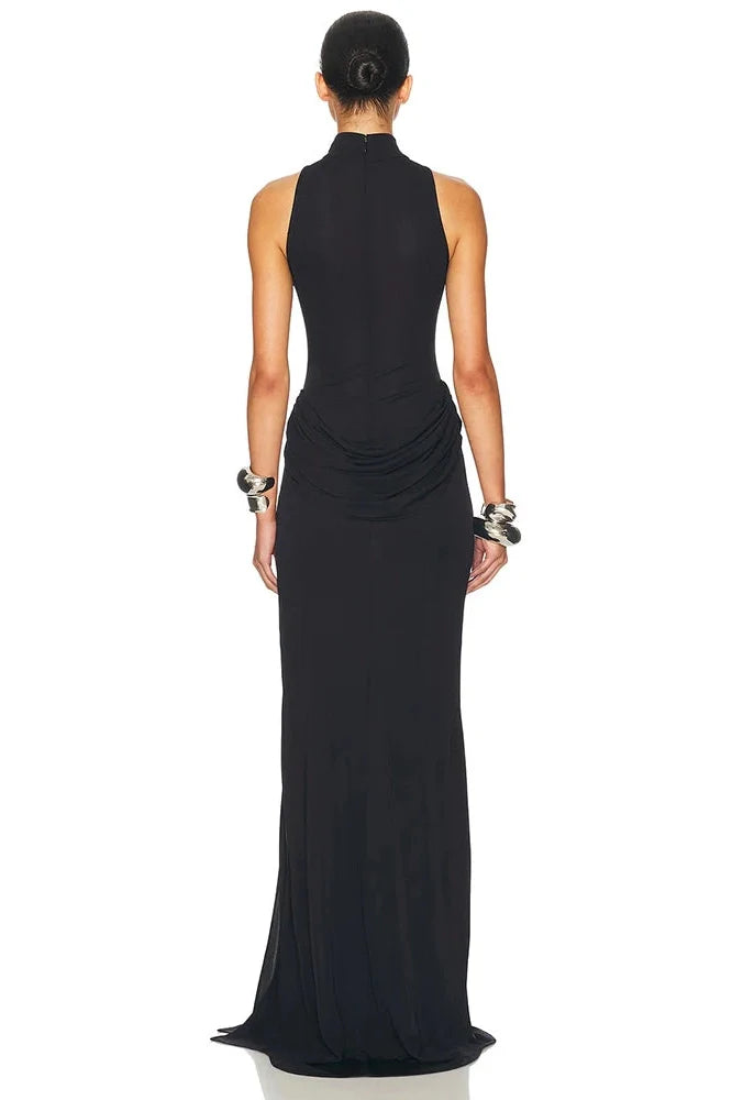 Elegant High Waist Slim Split Maxi Dress