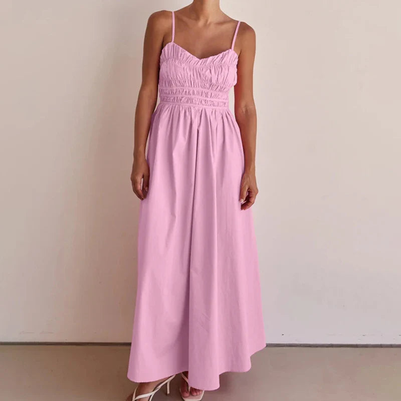 V-Neck Sleeveless Backless High Waist Maxi Dress