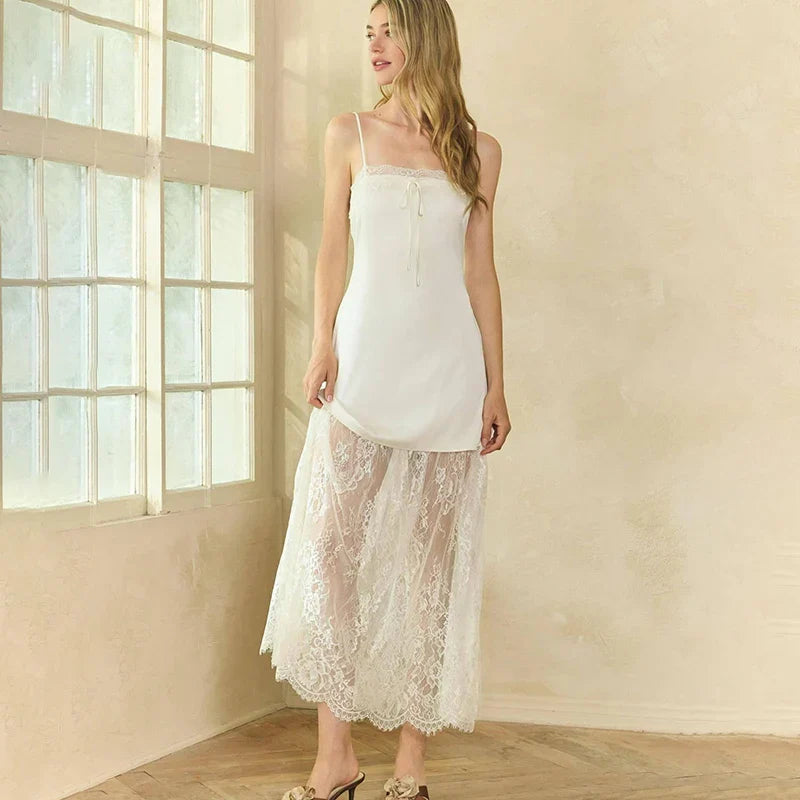 Lace Spaghetti Strap Loose Maxi Dress
