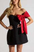 Off-Shoulder Bow Sleeve Strapless Backless Mini Dress