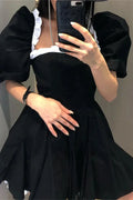 Patchwork Short Sleeve Slim Mini Dress