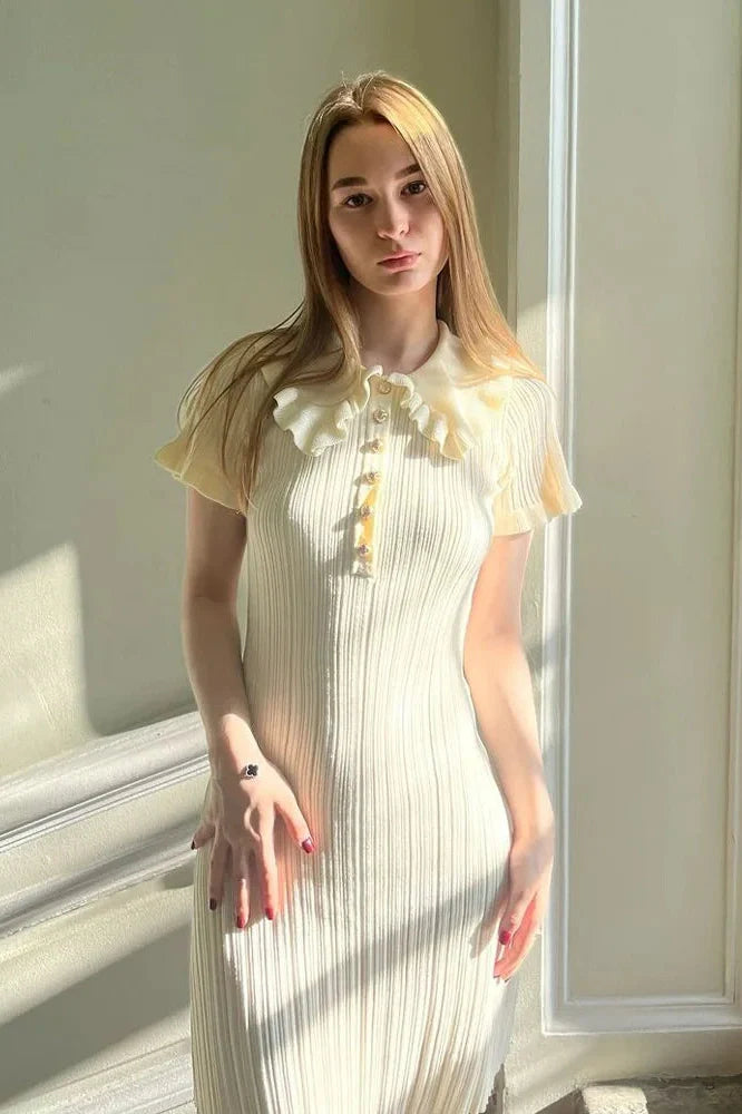 Single Breasted Short Sleeve High Waist Mini Dress