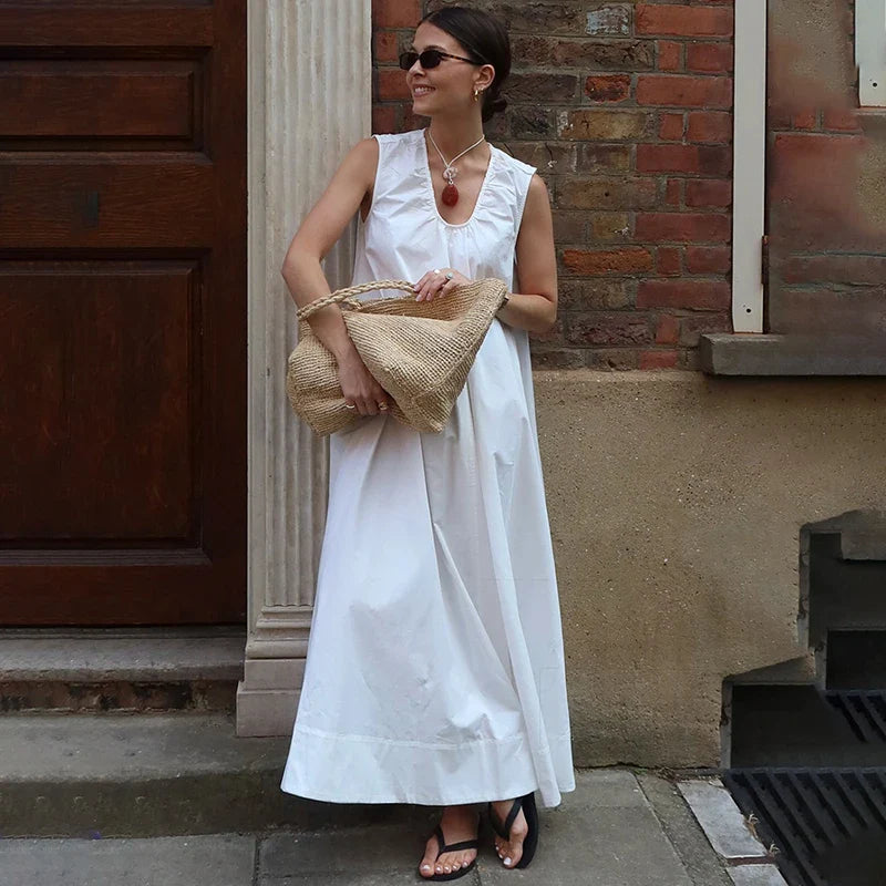 Sleeveless U Neck Loose Maxi Dress