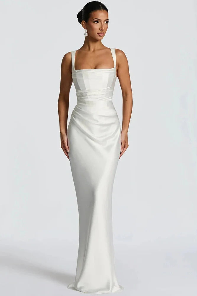 Backless Off-Shoulder Sleeveless Lace-Up Bodycon Maxi Dress