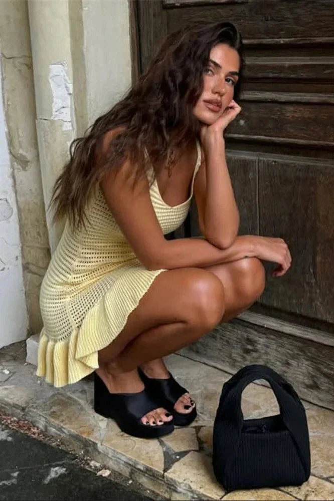 Hollow Out V-Neck Mini Dress