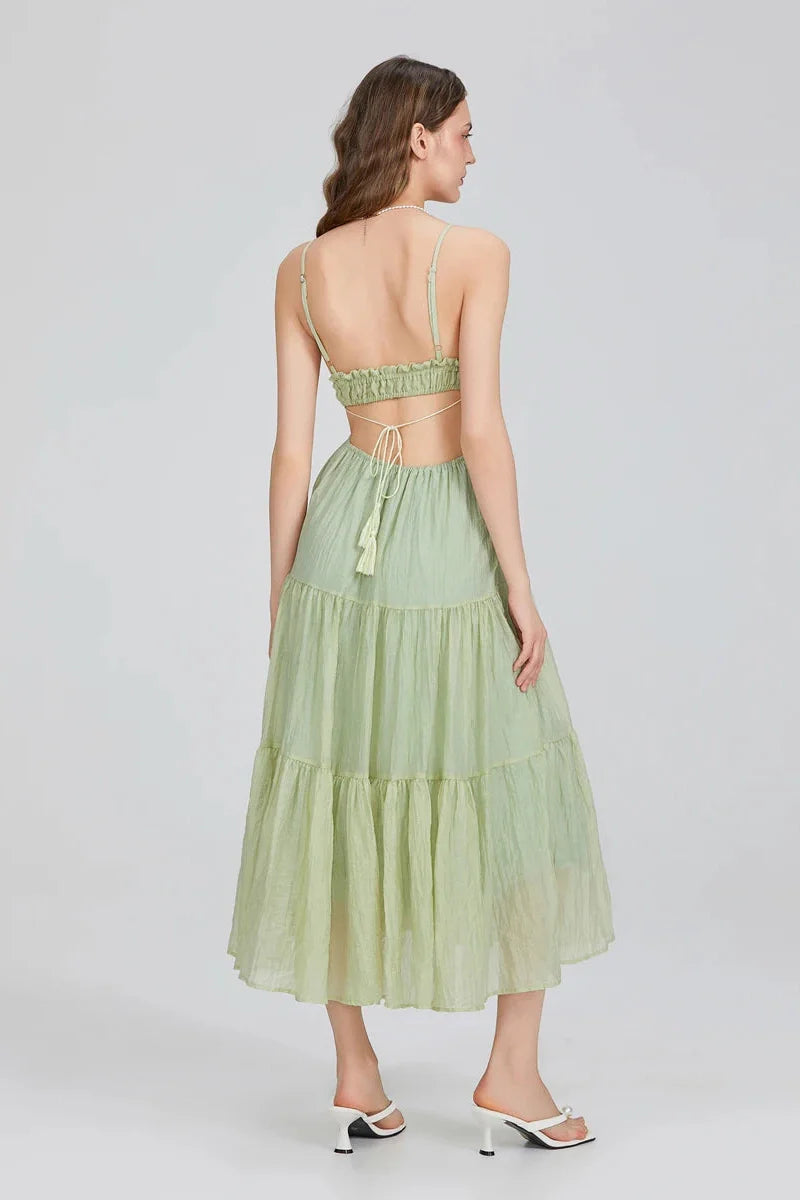 Elegant Sleeveless High Waist Midi Dress