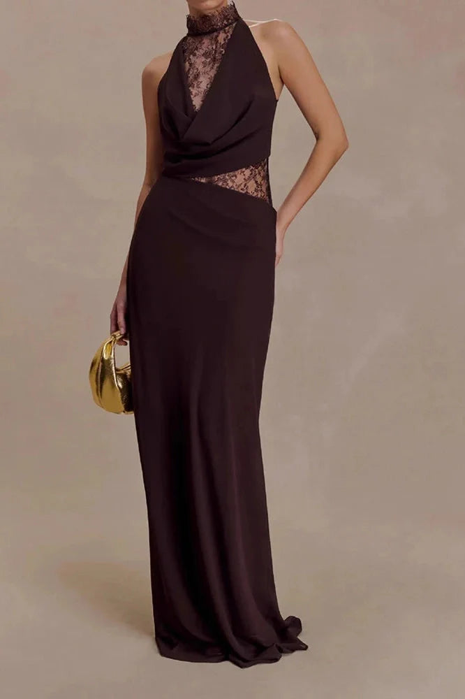 Elegant Backless Slim Lace Maxi Dress