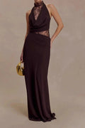 Elegant Backless Slim Lace Maxi Dress