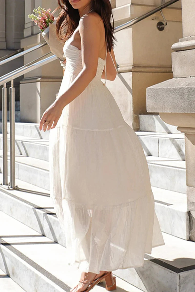 Elegant Sleeveless Tie-Up Maxi Dress