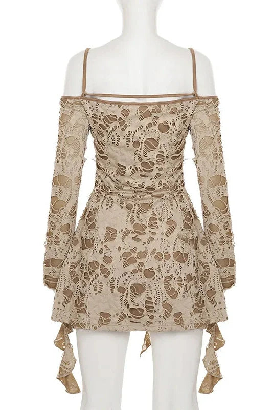 Off-Shoulder Long Sleeve Slim Mini Dress