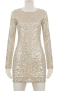 Elegant High Waist Slim Long Sleeve Mini Dress