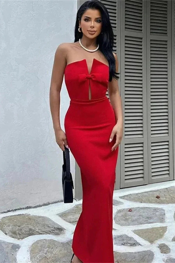 Off-Shoulder Slim Backless Maxi Dress