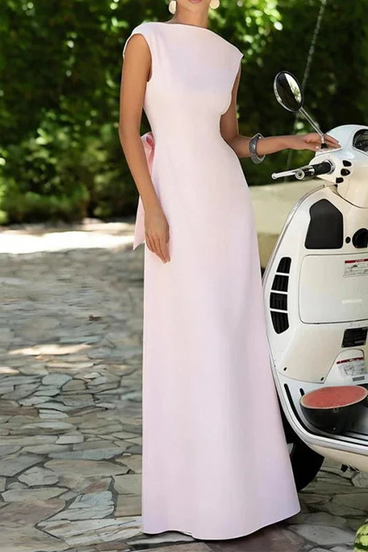 Elegant Hollow Out High Waist O-Neck Sleeveless Maxi Dress