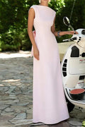 Elegant Hollow Out High Waist O-Neck Sleeveless Maxi Dress