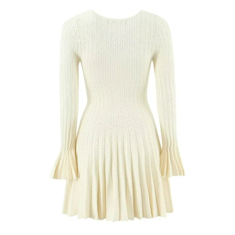 Hollow Out High Waist Long Sleeve Mini Dress