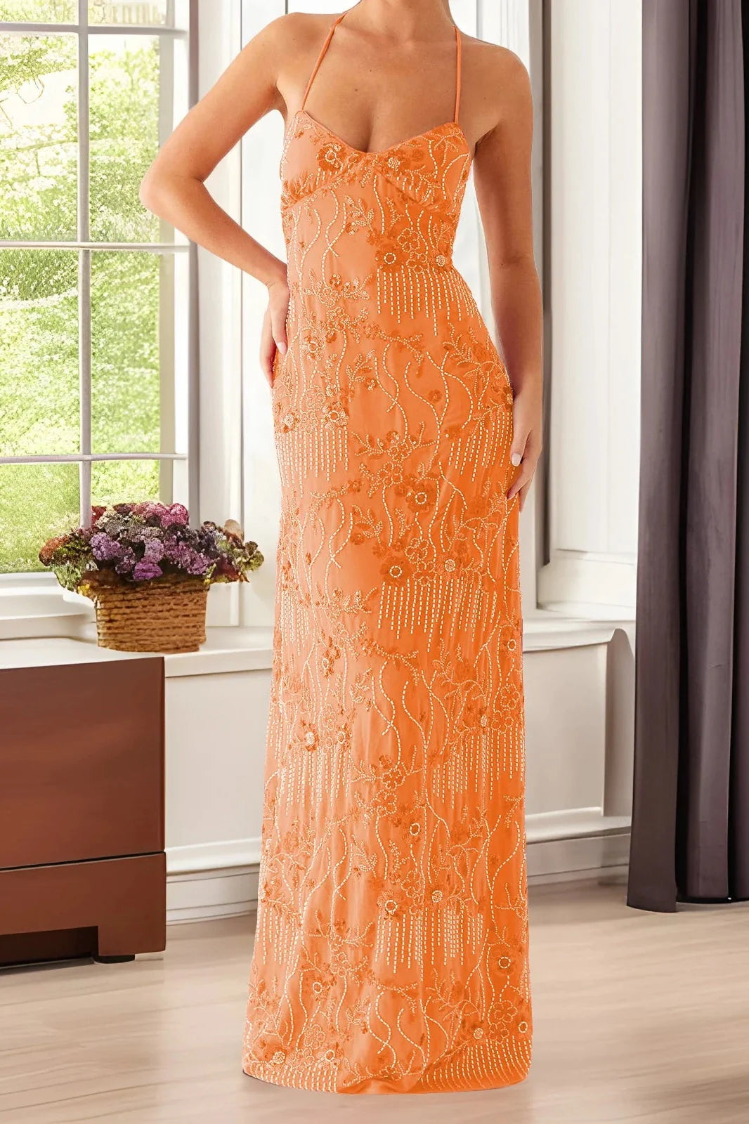 Sleeveless Backless Spaghetti Strap Maxi Dress