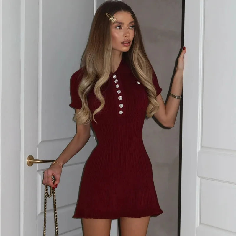 Elegant Patchwork Short Sleeve Mini Dress