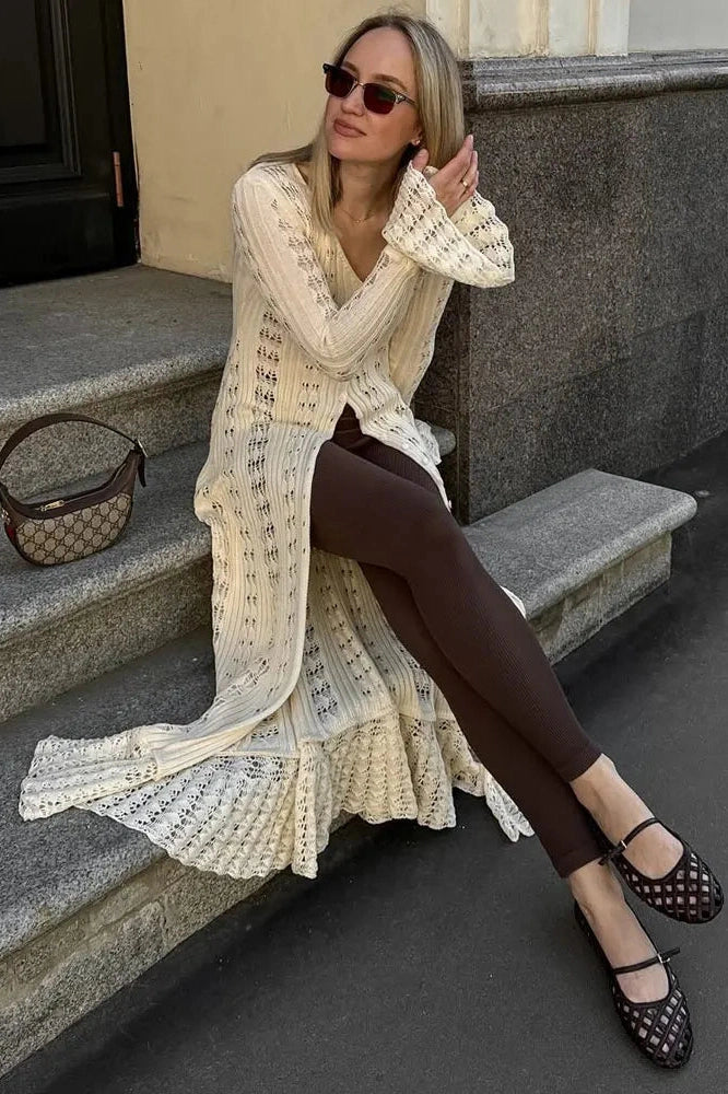 Hollow Out Loose Patchwork Maxi Dress