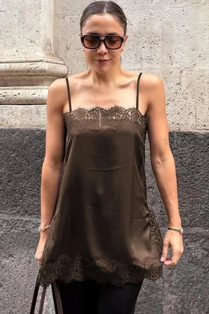 Lace Patchwork Spaghetti Strap Sleeveless Backless Bodycon Mini Dress