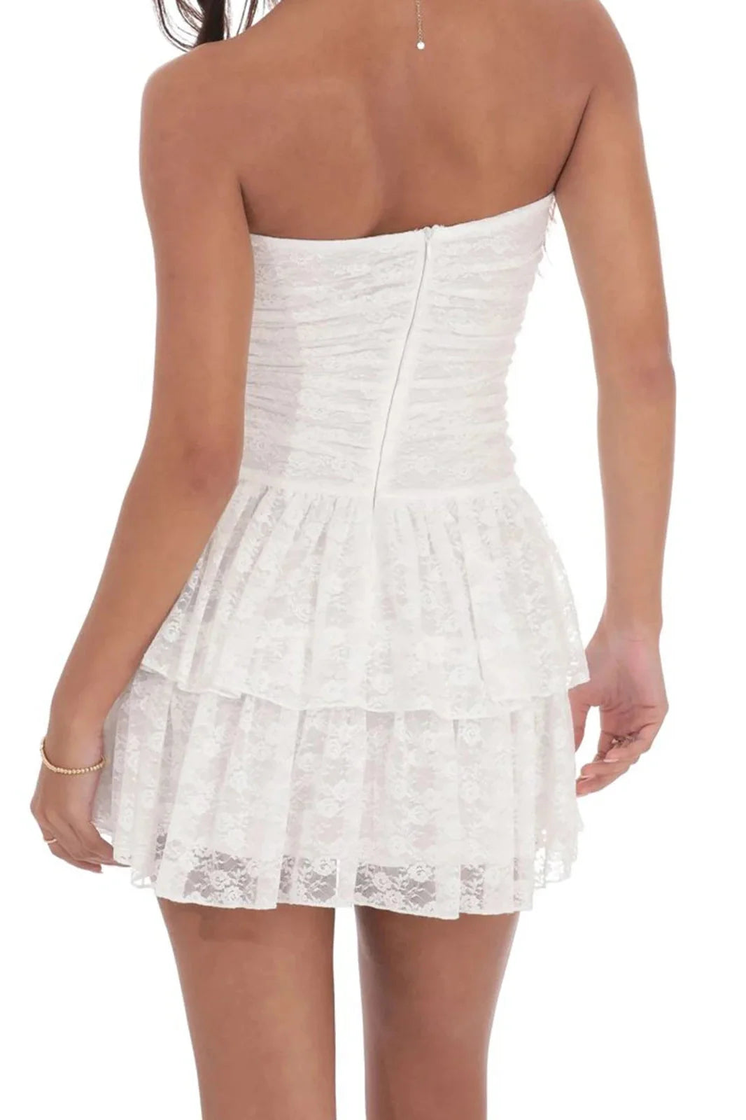 Lace Strapless A-Line Mini Dress