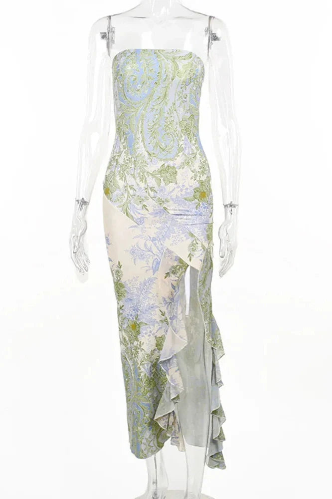 Strapless Off-shoulder Sleeveless Backless Maxi Dress