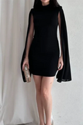 Elegant High Waist O-Neck Sleeves Mini Dress