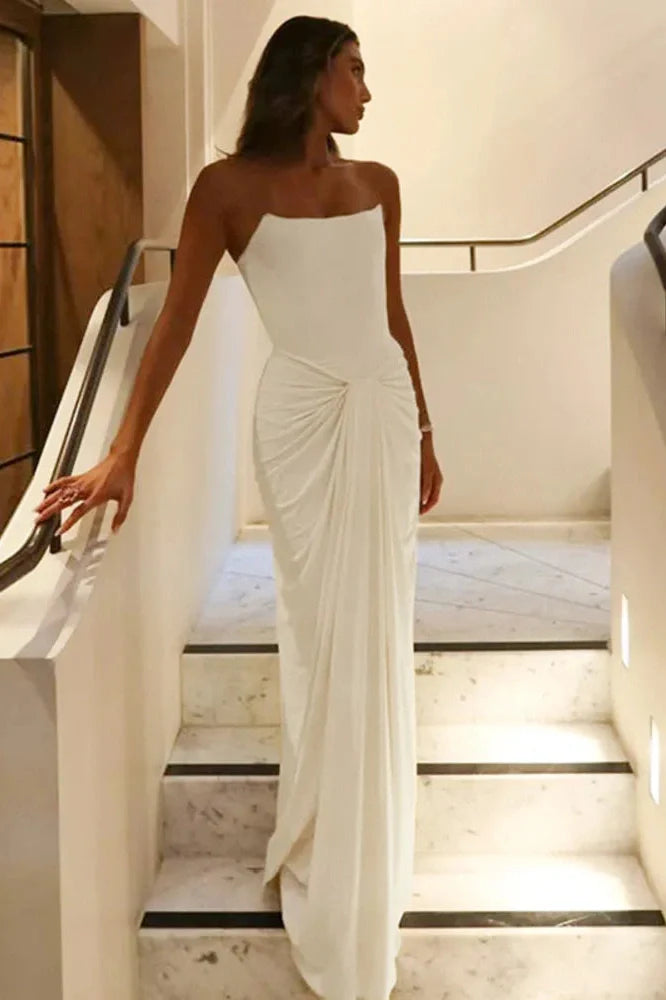 Off-Shoulder Strapless Sleeveless Backless Bodycon Maxi Dress