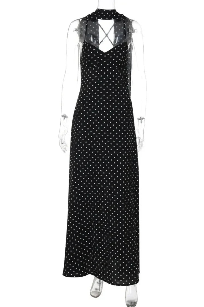 Spaghetti Strap Sleeveless Backless A-Line Maxi Dress