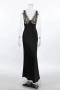 Lace Patchwork V-Neck Backless Sleeveless Maxi Dress